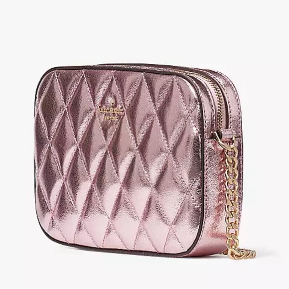 NWT Kate Spade Glimmer Quilted Metallic Crossbody in Mitten Pink - Picture 2 of 7